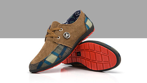 Khaki Plaid and Patchwork Shoes